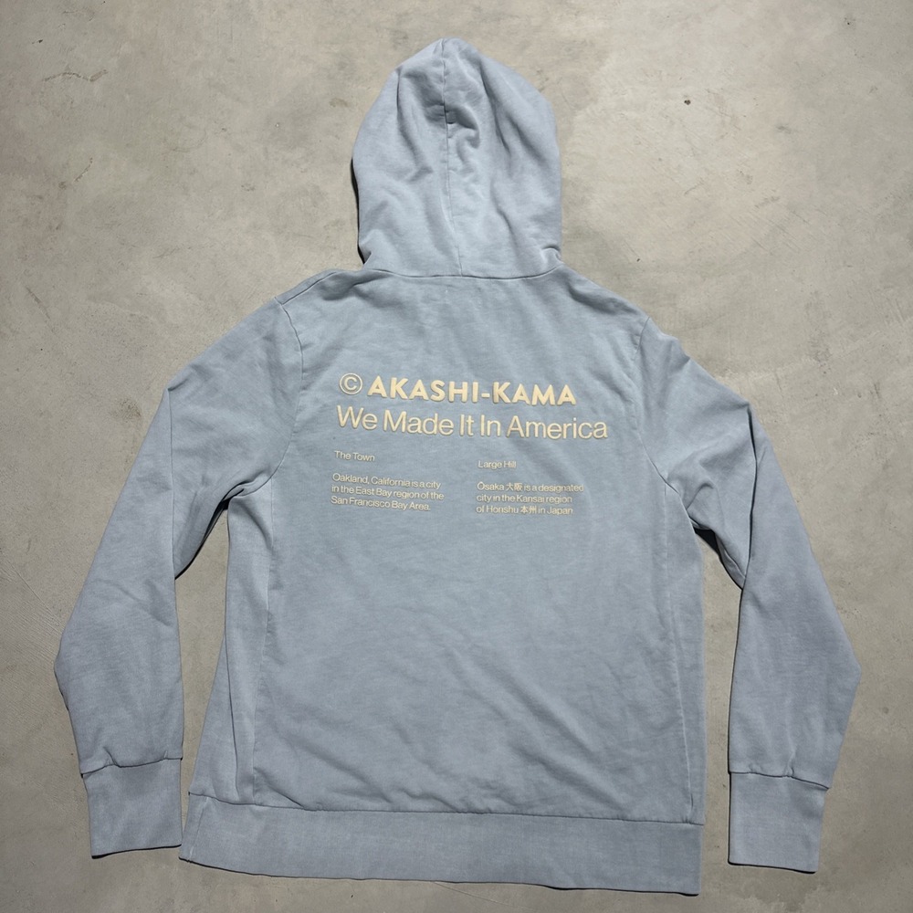 AKASHI-KAMA Sashiko Oakland California Hoodie Enoki Men's SZ XL USA MADE